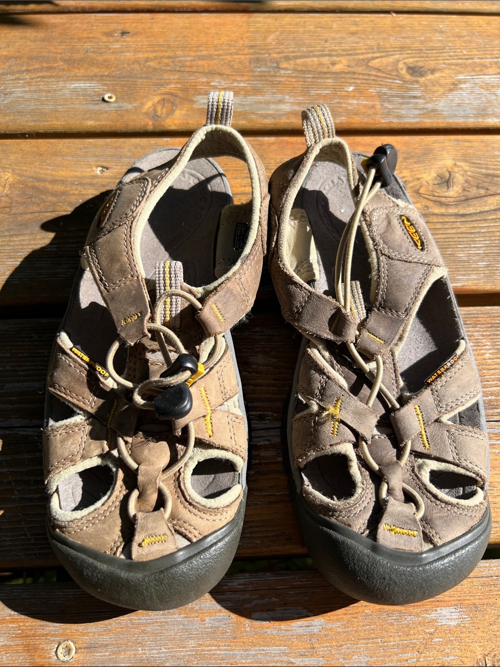 Keen Venice Brown and Yellow Outdoor Closed-Toe Sandals